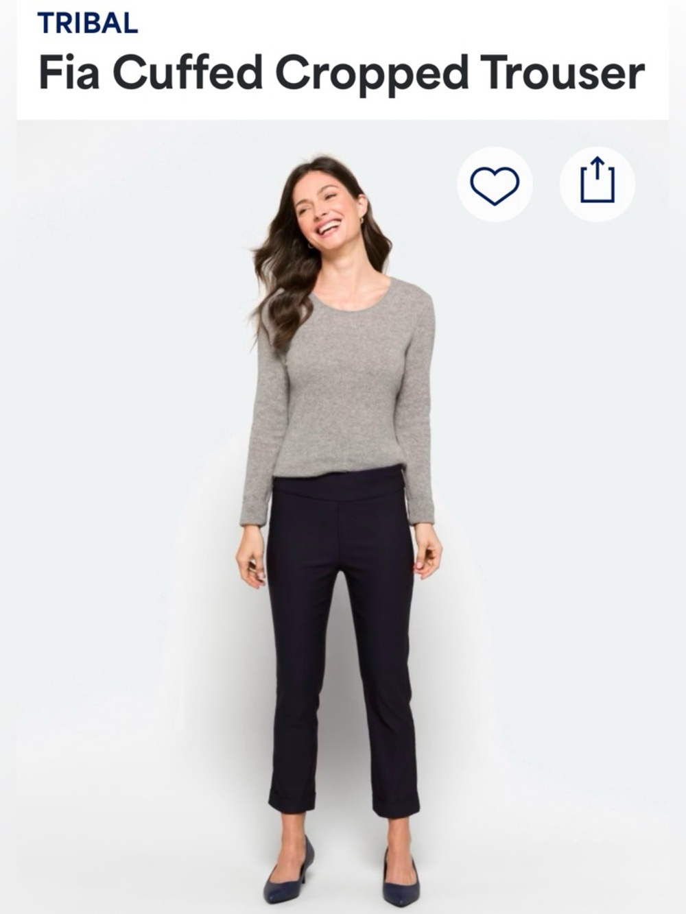 Tribal Cropped Cuffed Trousers in Navy